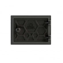 Porta de cinzeiro ou fornalha para fogão a lenha em ferro fundido modelo colmeia, libaneza, 20x13cm